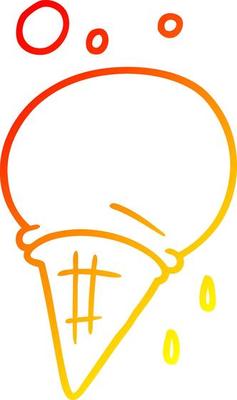 warm gradient line drawing cartoon ice cream