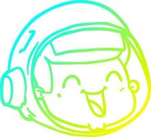 cold gradient line drawing cartoon happy astronaut face vector