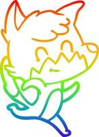 rainbow gradient line drawing cartoon friendly fox vector