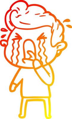 warm gradient line drawing cartoon crying man