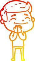 warm gradient line drawing happy cartoon man vector