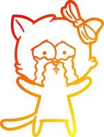 warm gradient line drawing cartoon cat vector