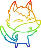 rainbow gradient line drawing cartoon wolf pouting vector