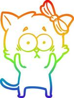 rainbow gradient line drawing cartoon cat vector