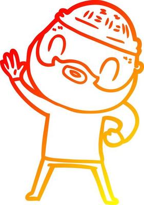 warm gradient line drawing cartoon bearded man