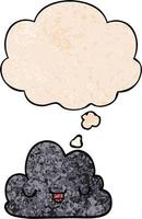 cute cartoon cloud and thought bubble in grunge texture pattern style vector