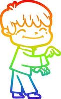 rainbow gradient line drawing cartoon happy boy vector