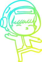 cold gradient line drawing cartoon curious astronaut vector
