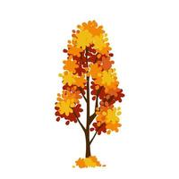 Cartoon autumn tree isolated on a white background. Vector element for fall landscape, autumn cards, kids books.