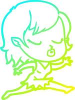 cold gradient line drawing cute cartoon vampire girl vector