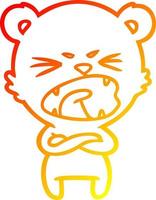 warm gradient line drawing angry cartoon bear shouting vector