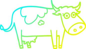 cold gradient line drawing cartoon farm cow vector