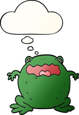 cartoon toad and thought bubble in smooth gradient style