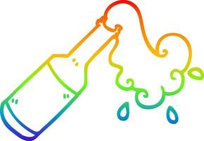 rainbow gradient line drawing cartoon foaming bottle vector