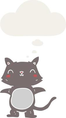 cartoon cat and thought bubble in retro style