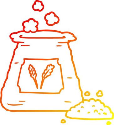warm gradient line drawing cartoon bag of flour