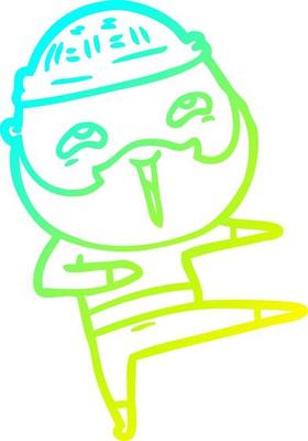 cold gradient line drawing cartoon happy bearded man