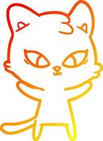 warm gradient line drawing cute cartoon cat vector