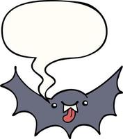 cartoon vampire bat and speech bubble vector