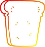 warm gradient line drawing cartoon slice of bread vector