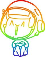 rainbow gradient line drawing happy cartoon astronaut vector