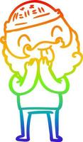 rainbow gradient line drawing man with beard sticking out tongue vector