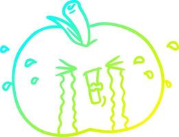 cold gradient line drawing cartoon apple crying vector