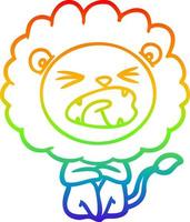 rainbow gradient line drawing cartoon angry lion vector