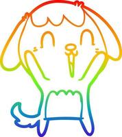 dibujo de línea de gradiente de arco iris lindo perro de dibujos animados llorando vector