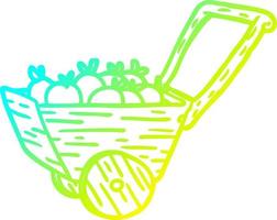 cold gradient line drawing cart full of fresh apples vector