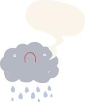 cute cartoon cloud and speech bubble in retro style vector