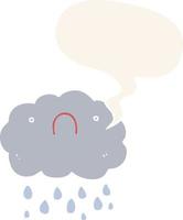 cute cartoon cloud and speech bubble in retro style vector