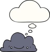 linda nube de dibujos animados y burbuja de pensamiento vector