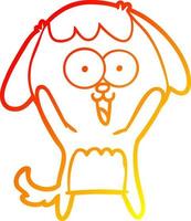 warm gradient line drawing cute cartoon dog vector