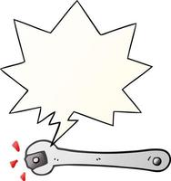 cartoon spanner turning nut and speech bubble in smooth gradient style vector