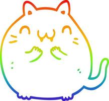 rainbow gradient line drawing happy cartoon cat vector