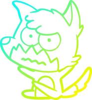 cold gradient line drawing cartoon annoyed fox vector