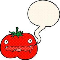 caricatura, tomate, y, discurso, burbuja, en, cómico, estilo vector