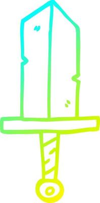 cold gradient line drawing cartoon golden dagger