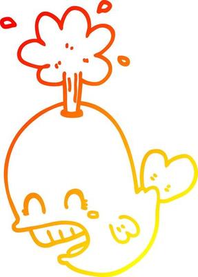 warm gradient line drawing cartoon spouting whale