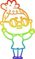 rainbow gradient line drawing cartoon annoyed woman vector