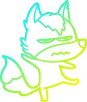 cold gradient line drawing cartoon annoyed wolf vector