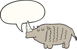 cartoon rhinoceros and speech bubble vector