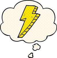 cartoon lightning bolt and thought bubble in comic book style