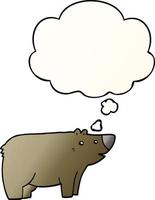 cartoon bear and thought bubble in smooth gradient style vector