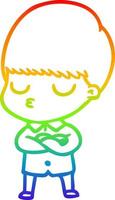 rainbow gradient line drawing cartoon calm boy vector