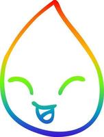 rainbow gradient line drawing cartoon rain drop vector