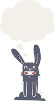 cartoon rabbit and thought bubble in retro style vector