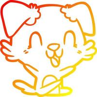 warm gradient line drawing laughing cartoon dog vector