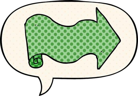 cartoon arrow and speech bubble in comic book style